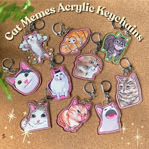Spinning Cat Meme Acrylic Keychain