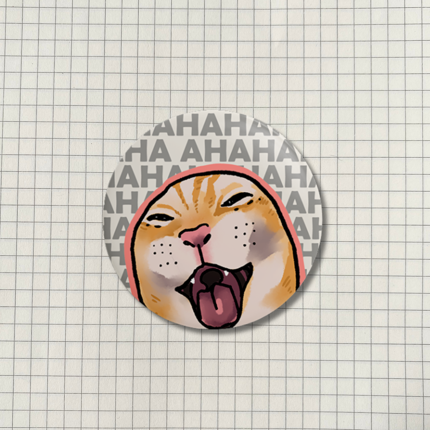 Laughing Cat Meme Button Pin