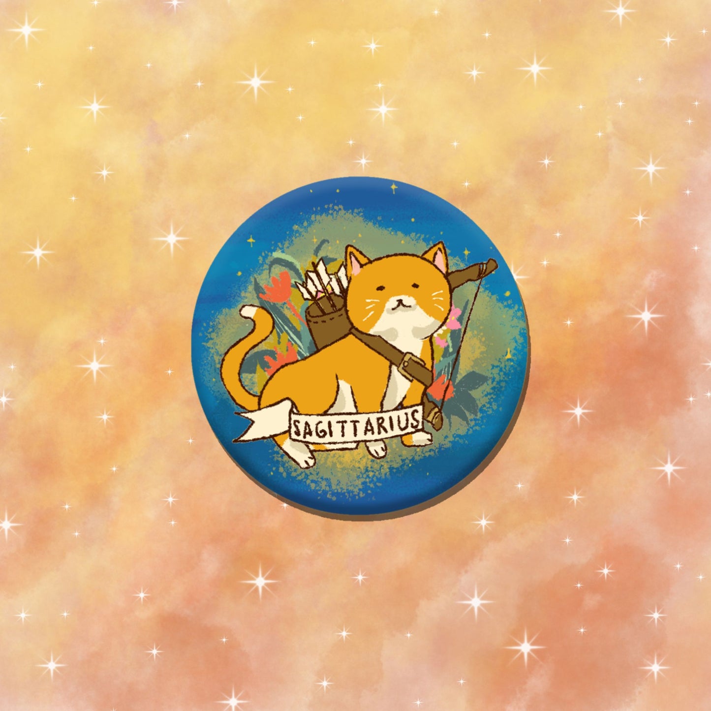 Sagittarius Feline Floral Zodiac Pin