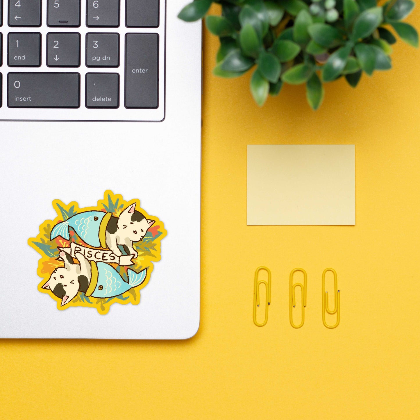 Pisces Feline Floral Sticker