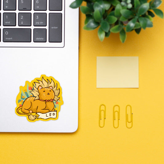 Leo Feline Floral Sticker