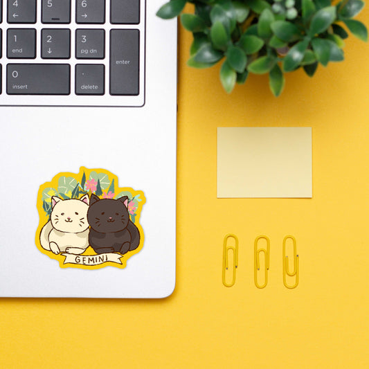 Gemini Feline Floral Sticker