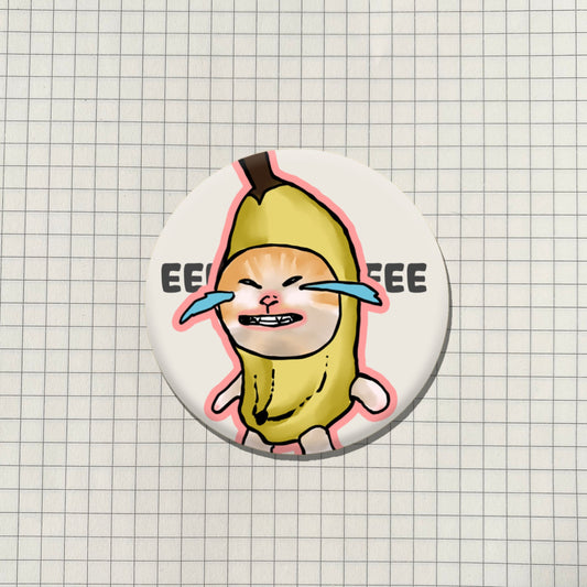 Crying Banana Cat Meme Button Pin