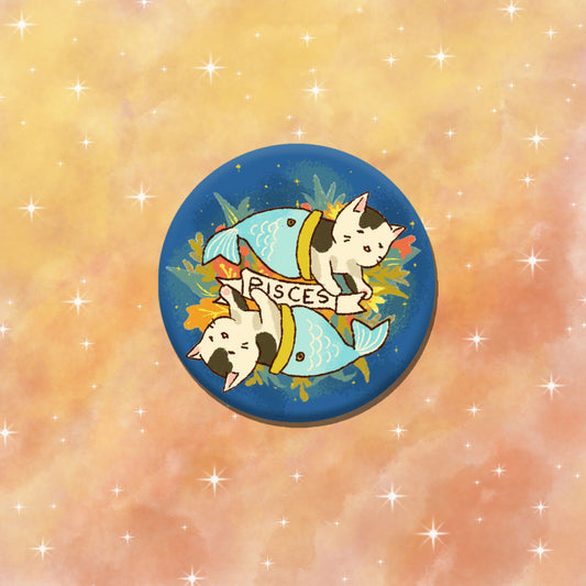 Pisces Feline Floral Zodiac Pin (Copy)