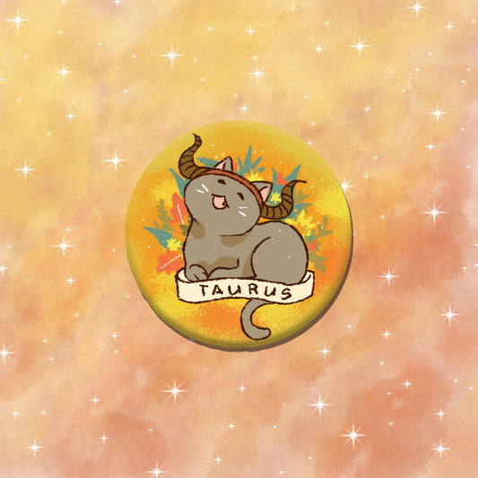 Taurus Feline Floral Zodiac Pin