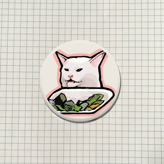 Salad Cat Meme Button Pin