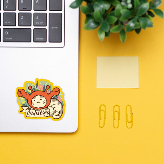 Cancer Feline Floral Sticker