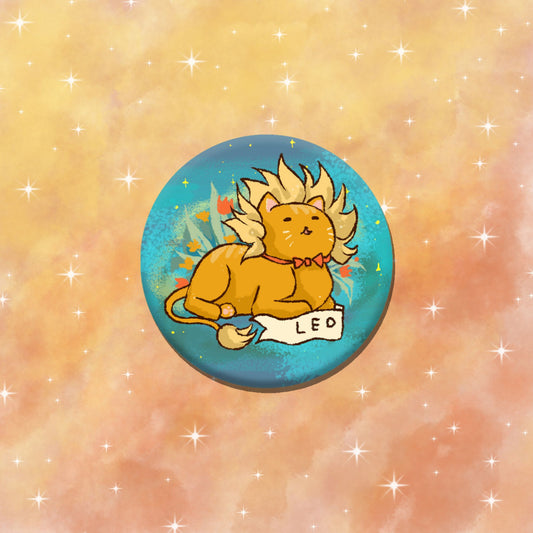 Leo Feline Floral Zodiac Pin