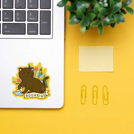 Aquarius Feline Floral Sticker