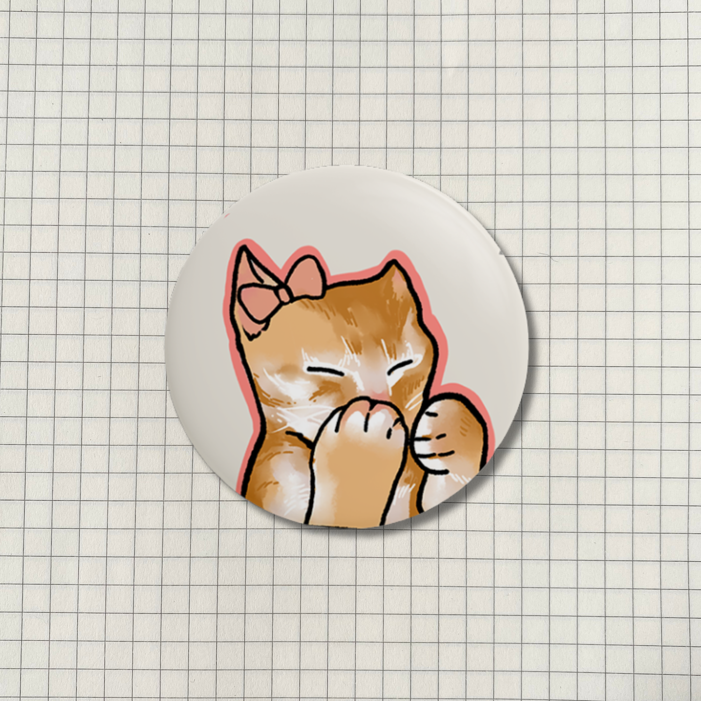 Shy Cat Meme Button Pin