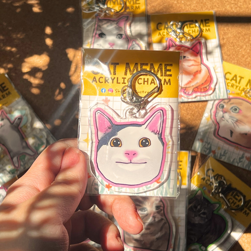 Beluga Cat Meme Acrylic Keychain
