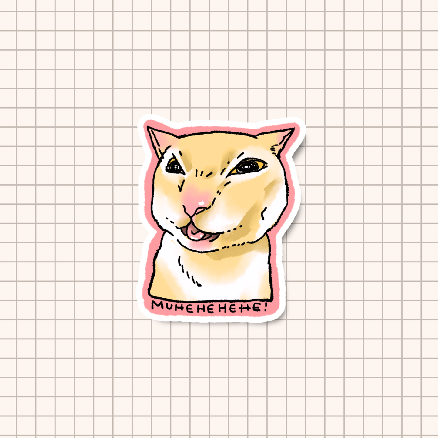 Muhehe Cat Meme Sticker
