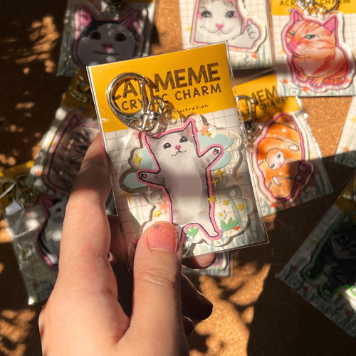Hapi Hapi Cat Meme Acrylic Keychain