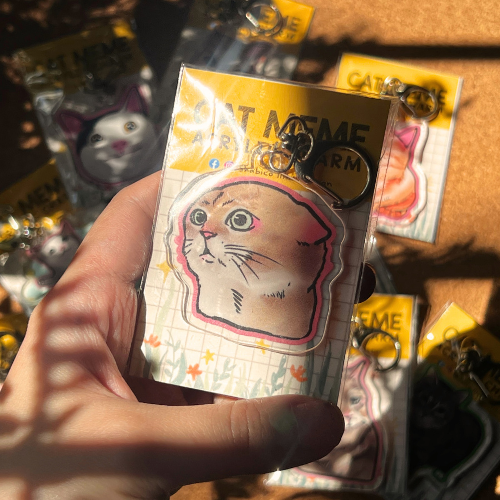 Talking Cat Meme Acrylic Keychain