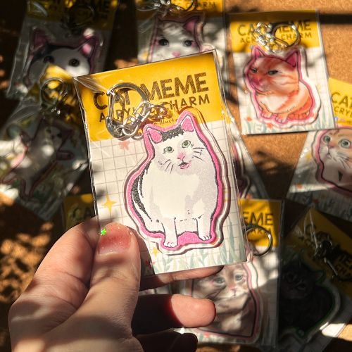 Huh Cat Meme Acrylic Keychain