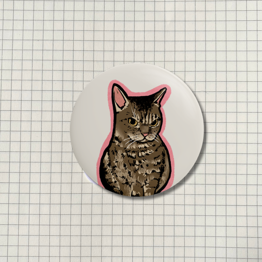 Angy Cat Meme Button Pin