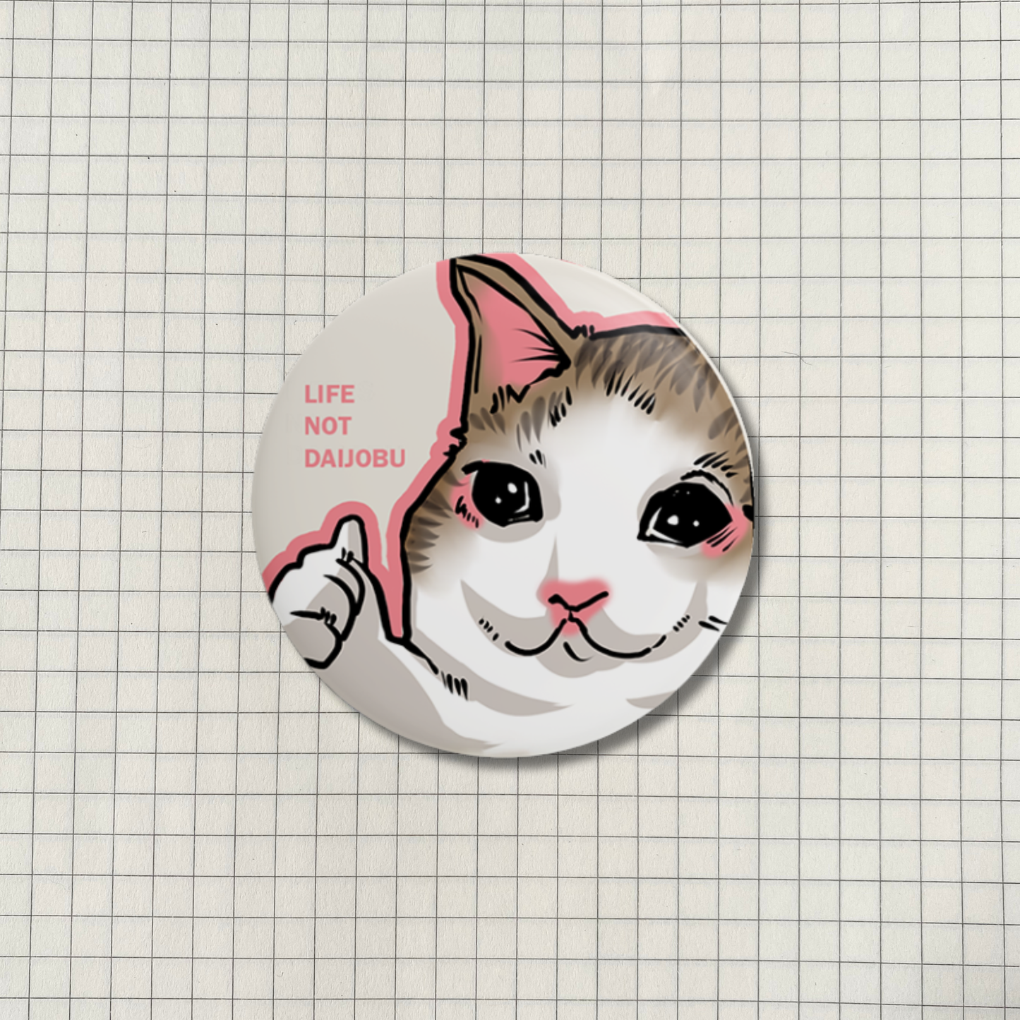 Thumbs Up Cat Meme Button Pin