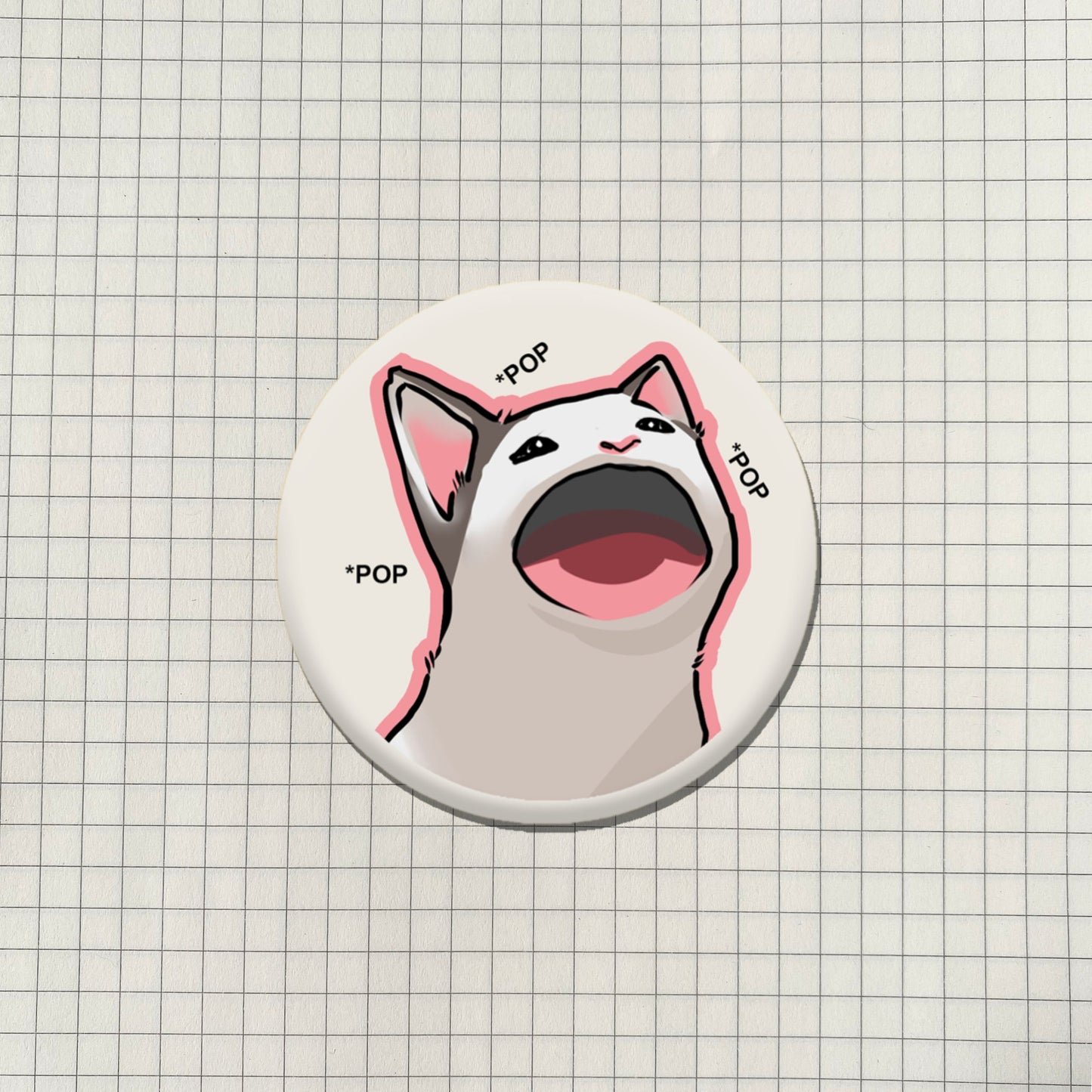 Pop Pop Cat Meme Button Pin