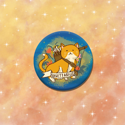 Sagittarius Feline Floral Zodiac Pin