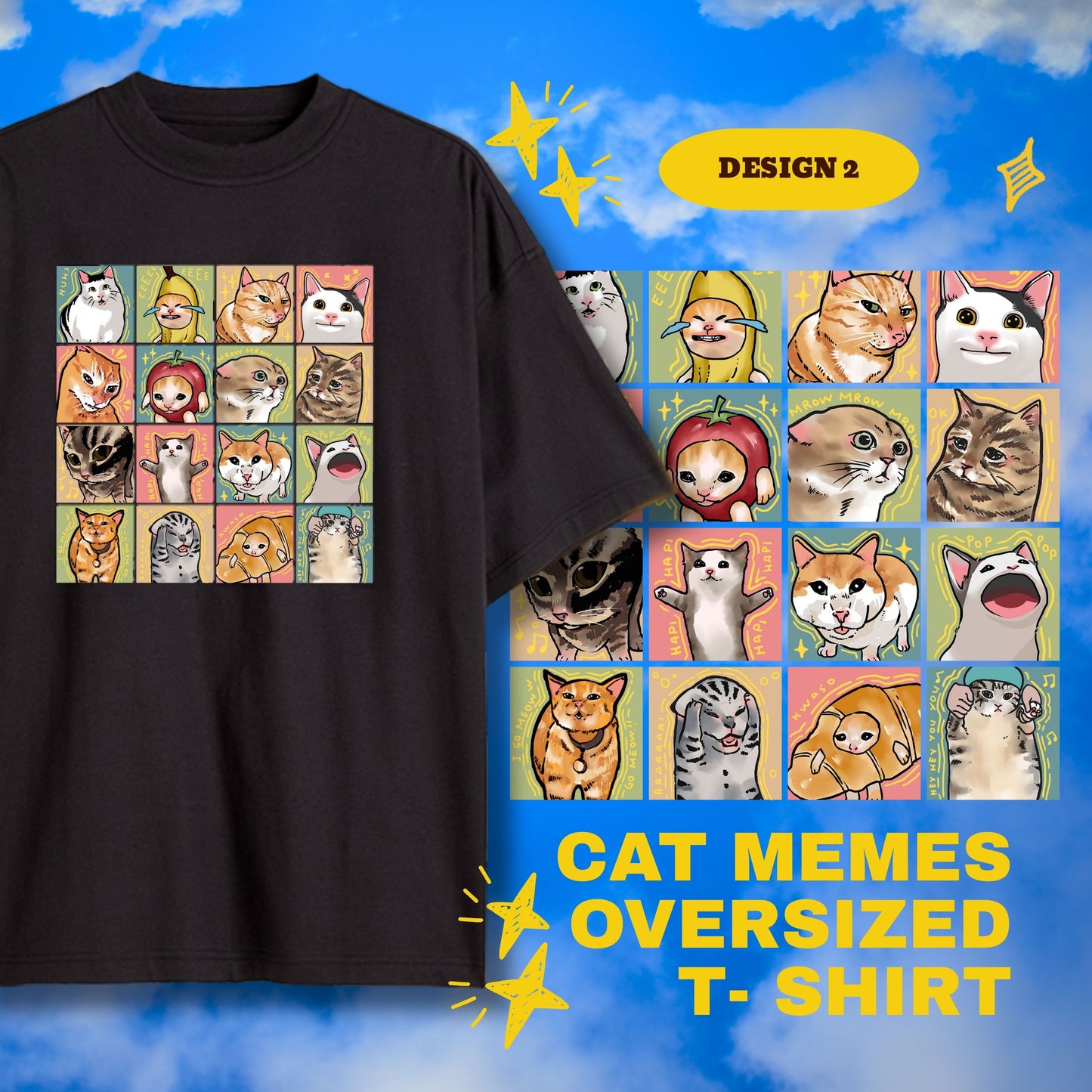 Cat Memes Design 2 Oversized T-Shirt