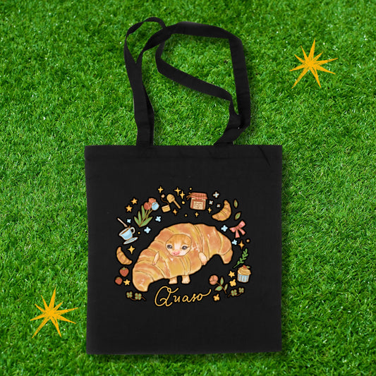 Quaso Cat Meme Black Canvas Totebag