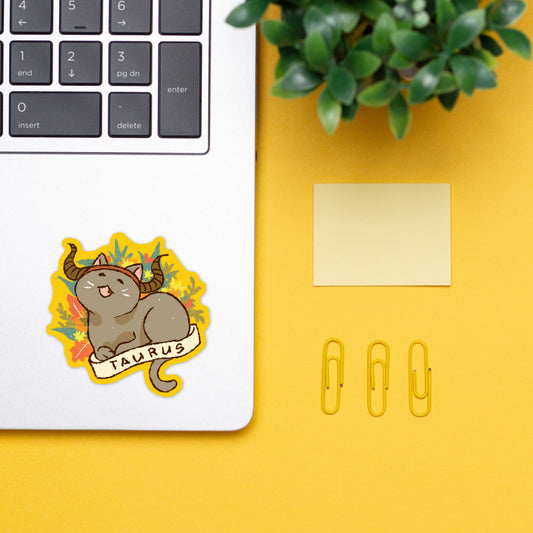 Taurus Feline Floral Sticker