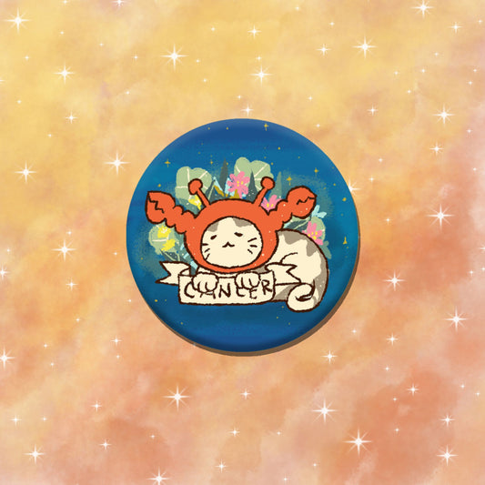 Cancer Feline Floral Zodiac Pin