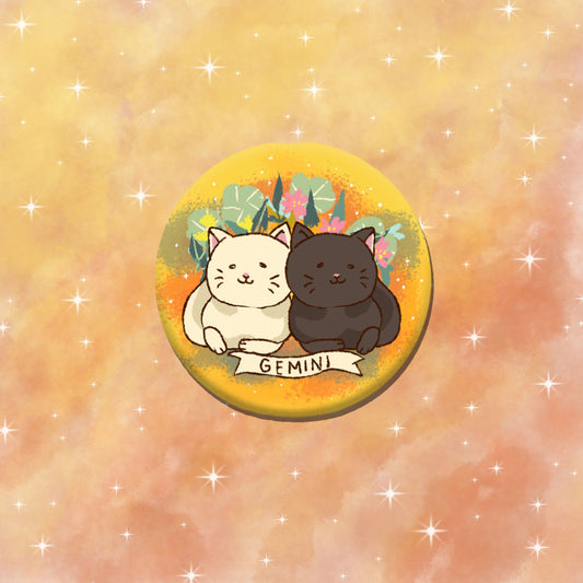 Gemini Feline Floral Zodiac Pin