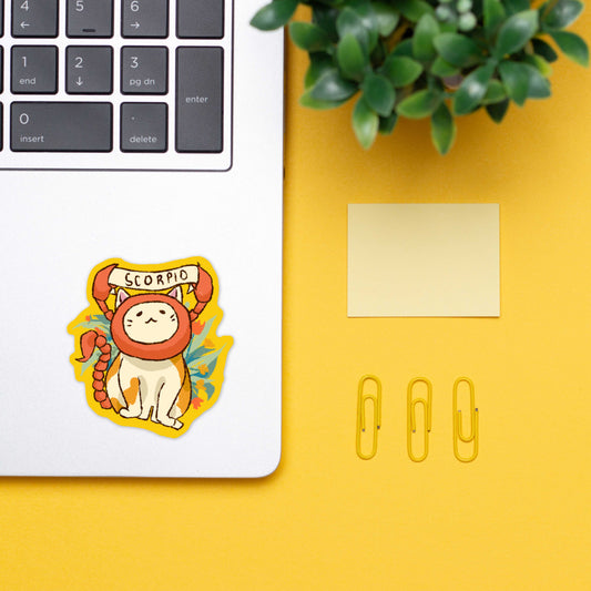 Scorpio Feline Floral Sticker