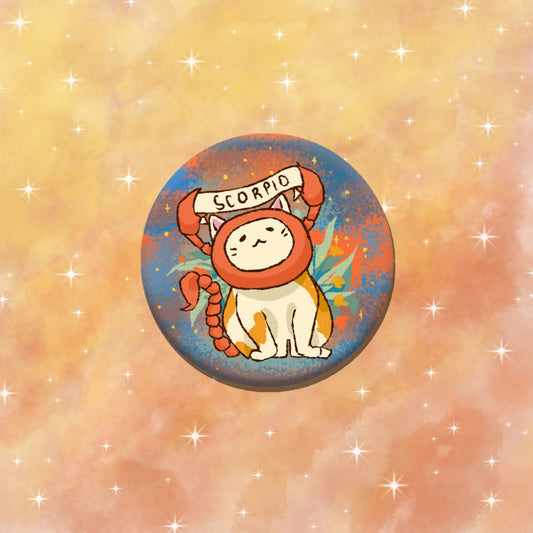 Scorpio Feline Floral Zodiac Pin