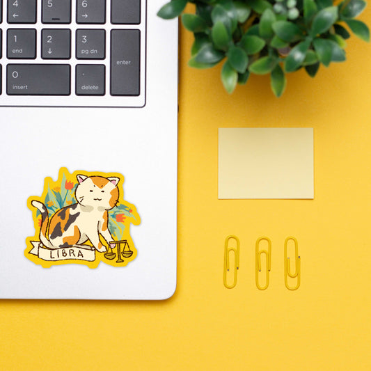 Libra Feline Floral Sticker