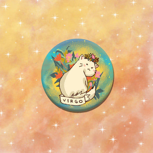 Virgo Feline Floral Zodiac Pin