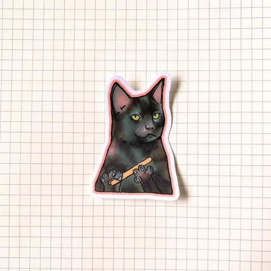 Black Cat Filing Meme Sticker