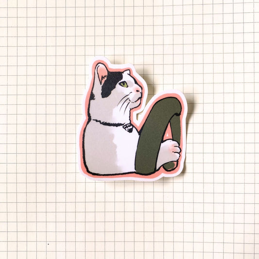 Driving Cat Meme Sticker