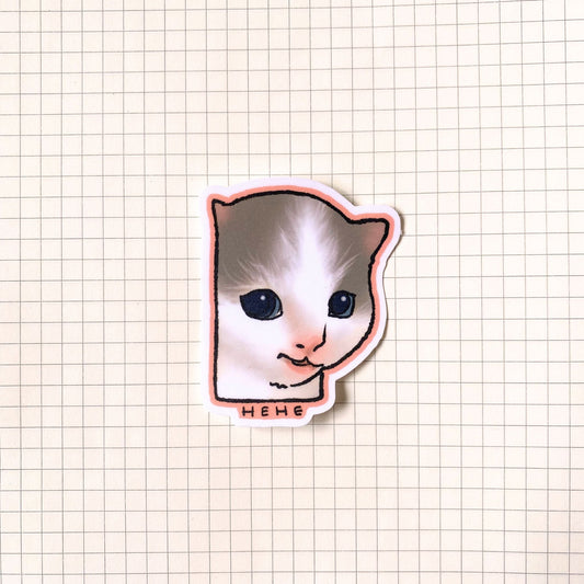 Evil Hehe Cat Meme Sticker