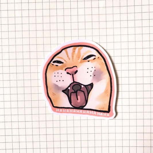 Laughing Cat Meme Sticker