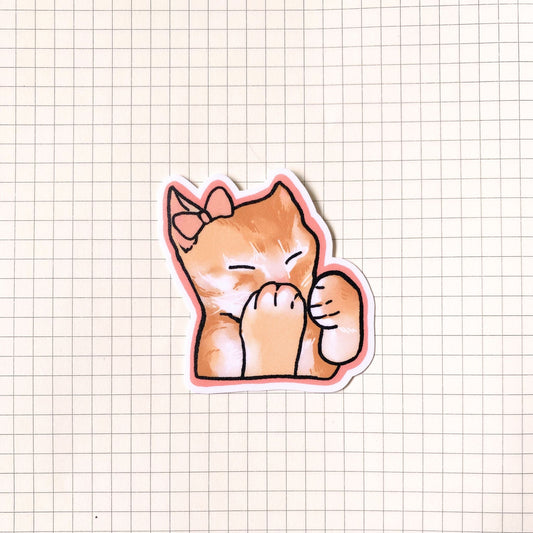 Shy Cat Meme Sticker