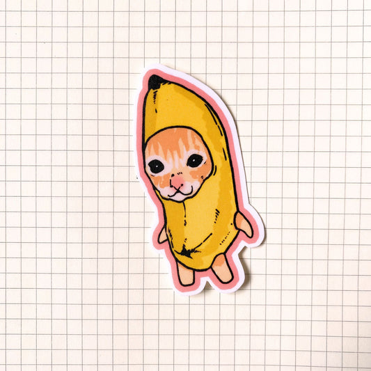 Smiling Banana Cat Meme Sticker